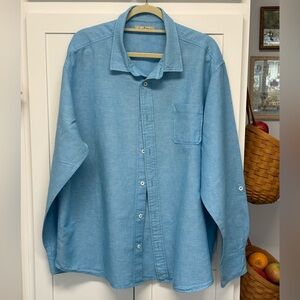 Mens Paradise Collection, Blue Casual Shirt, XXL linen/cotton.